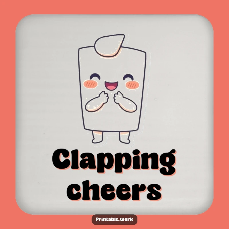 Funny Paper Coasters: Happy clapping character, protect surfaces with cheerful and hilarious art.