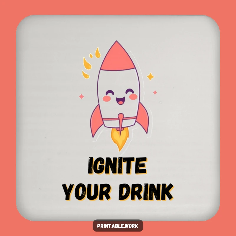 Funny Rocket Coasters: Blast Off Protection, Humorous Tabletop Gift Set