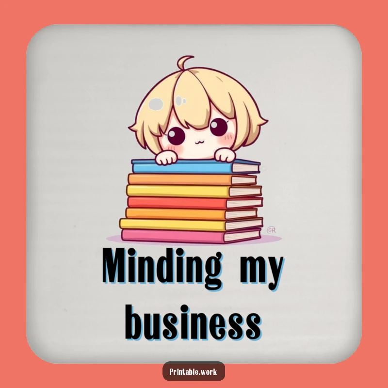 Funny Shy Kawaii Coaster: Book Lover Table Protection, Perfect Funny Gift