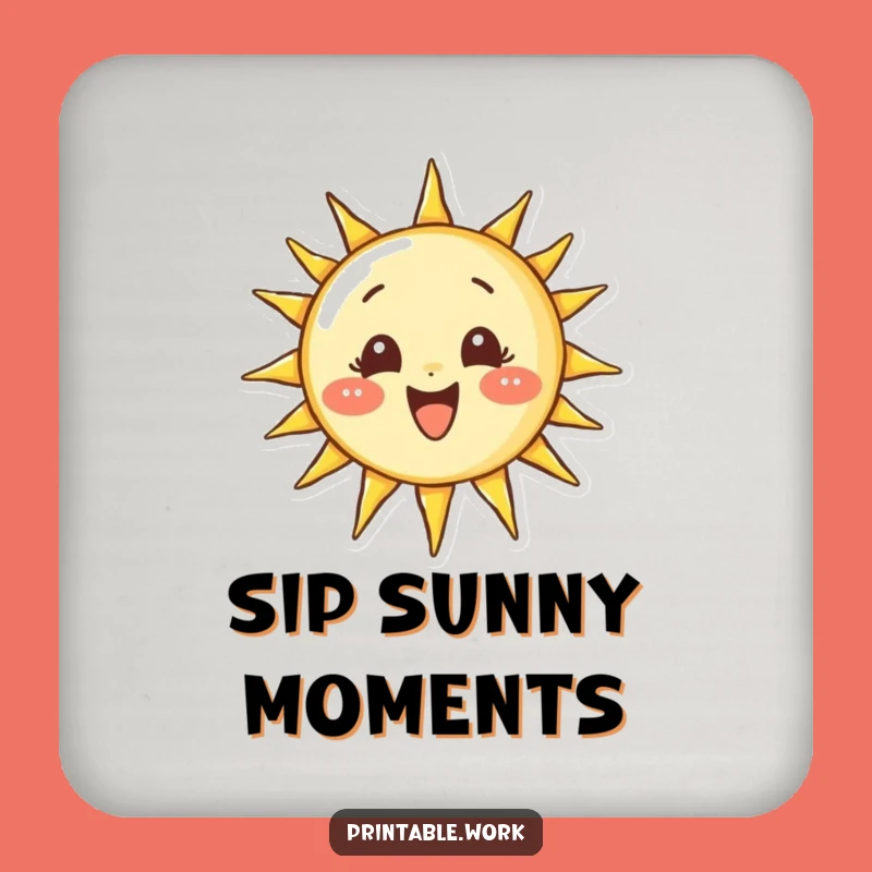 Funny Sun-Drawing Character Drink Coaster: Protect Surfaces with Sunny Art