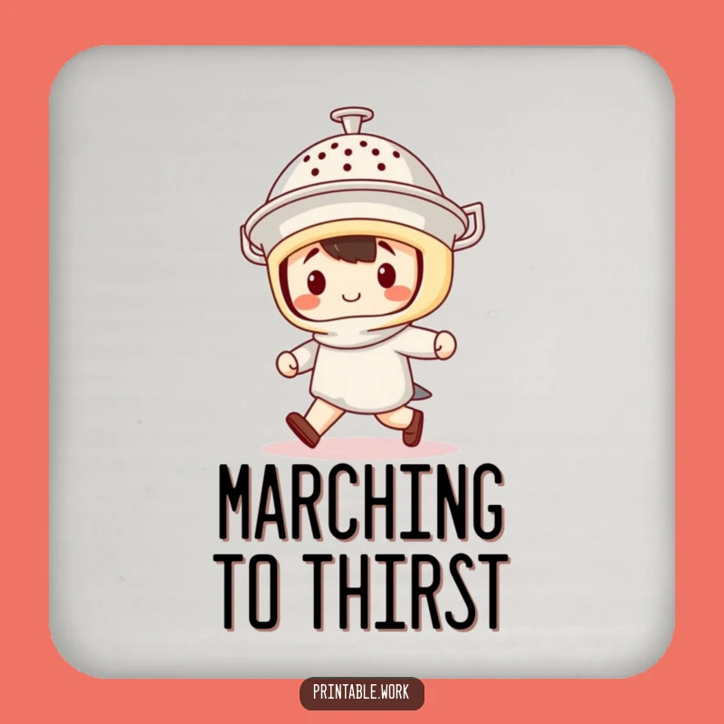 Funny Kawaii Colander Helmet Coaster - Marching Character Drink Holder Gift