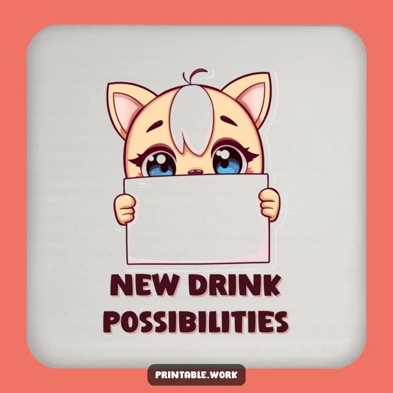 Funny Curious Blank Page Drink Coaster: Protect Surfaces with Wonder