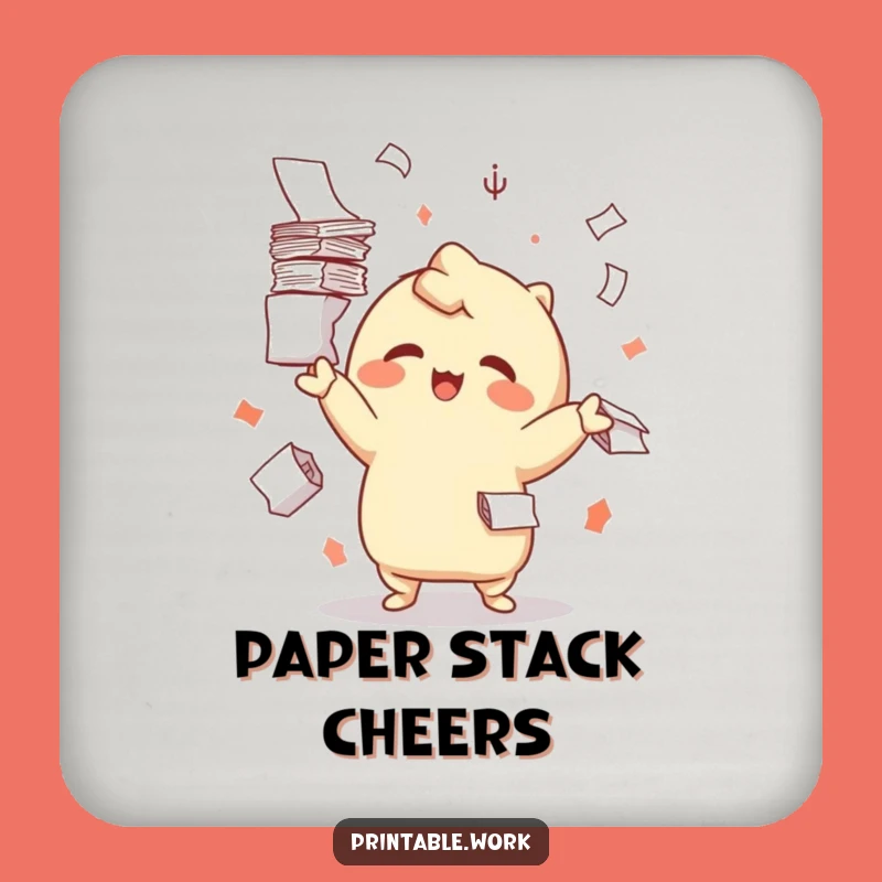 Funny Playful Kawaii Juggling Paper Drink Coasters - Protect Surfaces with Humor