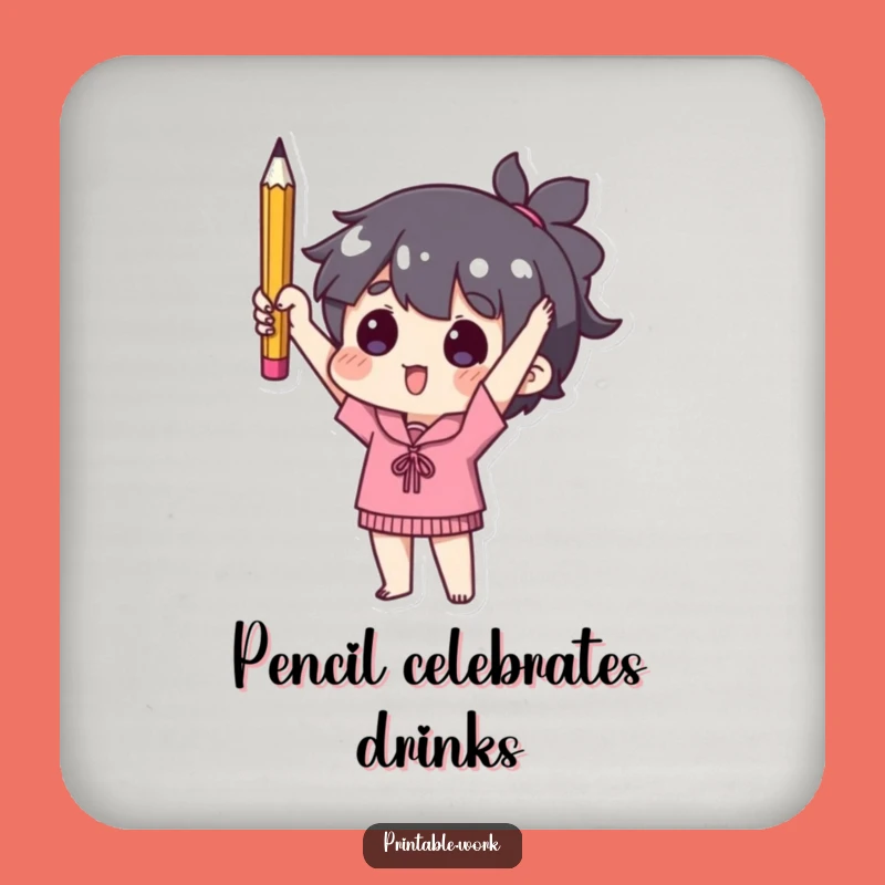 Funny Used Pencil Drink Coaster - Protect Surfaces with Minimalist Wit