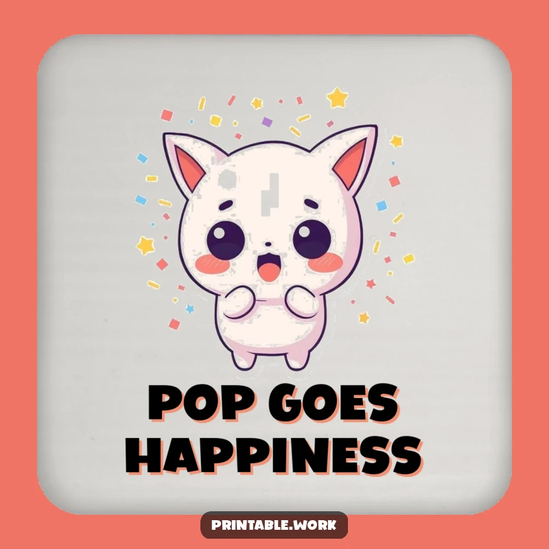 Funny Surprise Kawaii Confetti Drink Coasters - Protect Surfaces with Humor