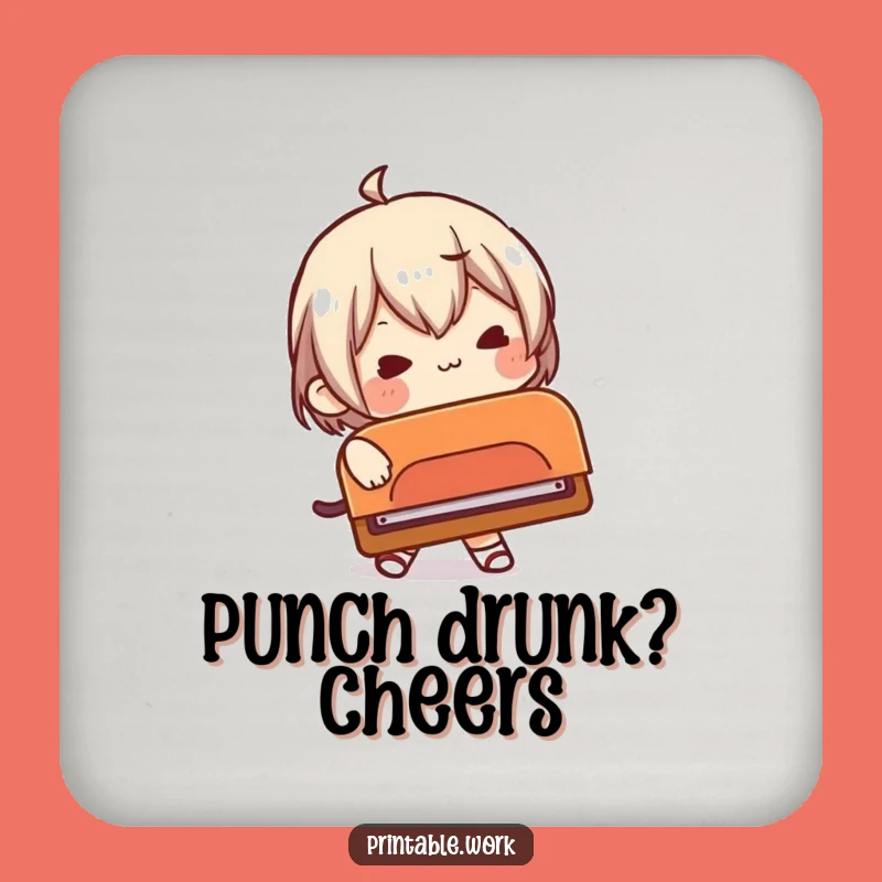 Funny Office Struggle Coaster Set: Large Hole Punch Protection, Perfect Humorous Drink Gift