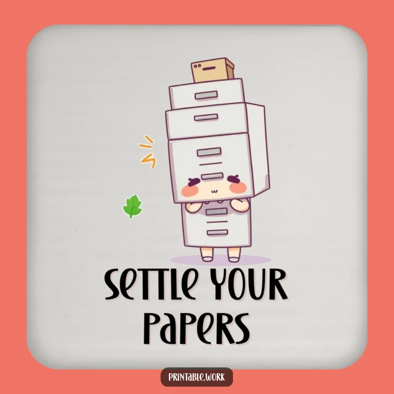 Funny Filing Cabinet Hat Coaster: Absurd Office Decor, Protects Surfaces Hilariously