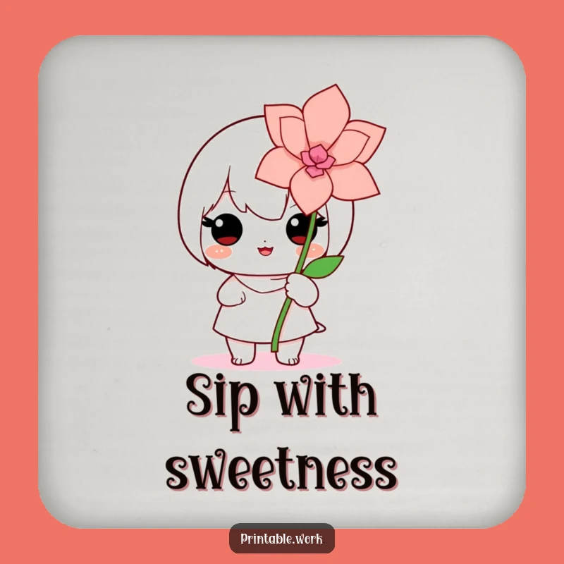 Kawaii Flower Maker Drink Coaster - Proud Crafter Decor, Chic Cute Gift!