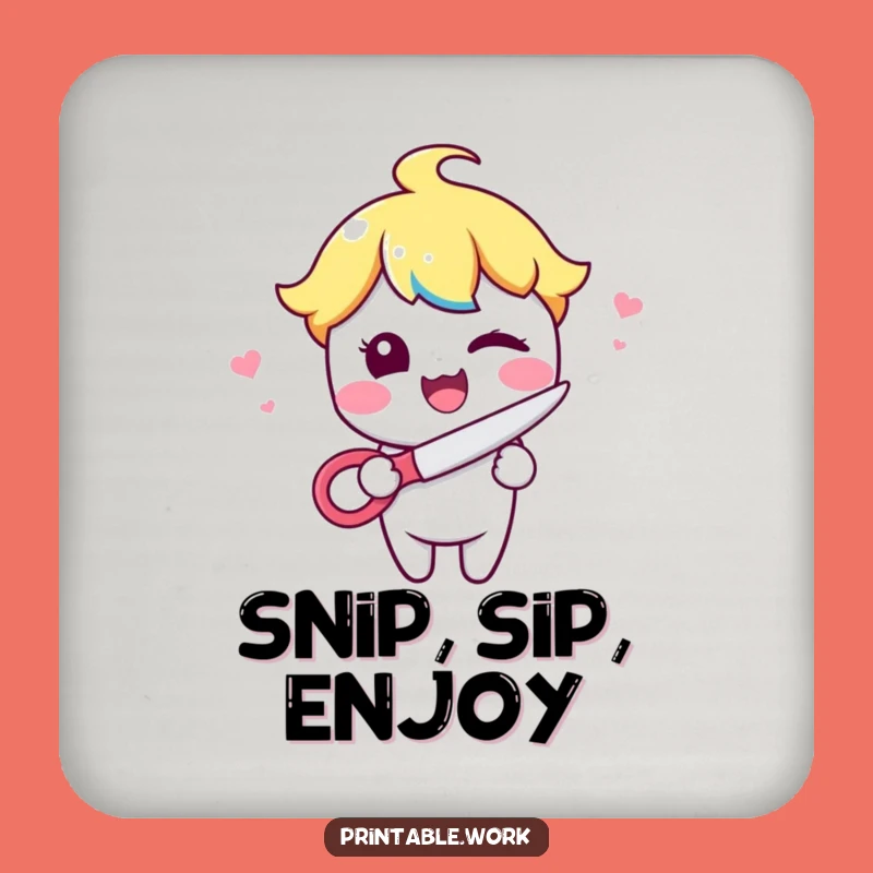 Funny Kawaii Wink & Snip Drink Coasters - Protect Surfaces with Flair!