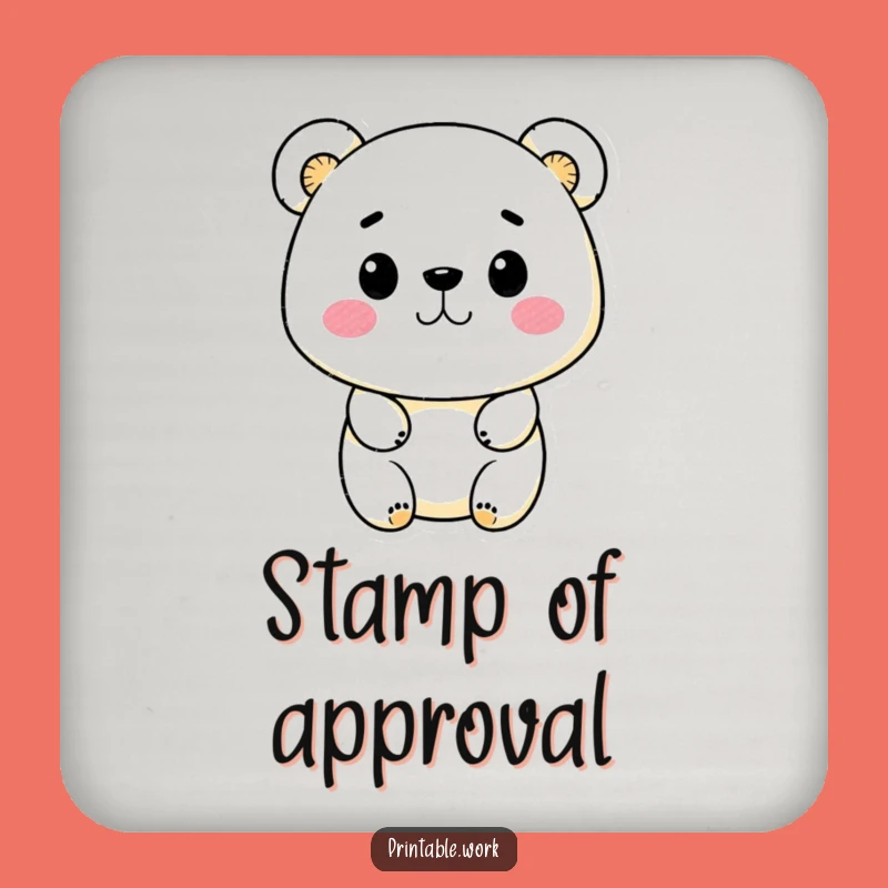 Funny Kawaii Bear Stamp Coaster: Protect Surfaces with Cute Art