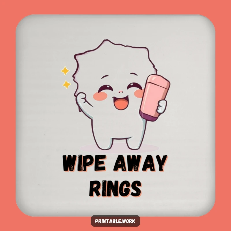 Funny Giggling Eraser Drink Coaster: Protect Surfaces with Playful Art