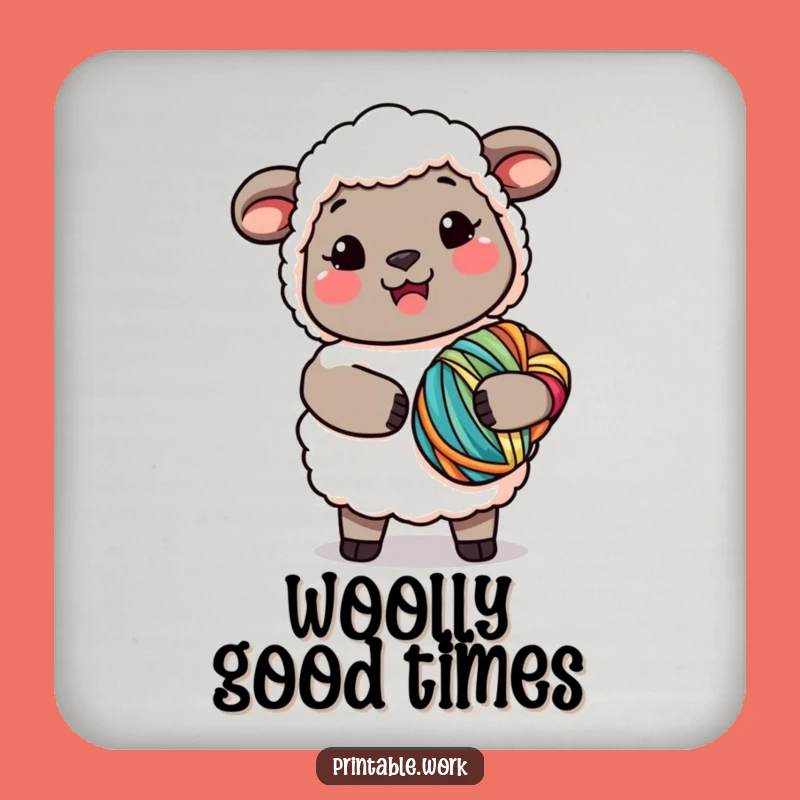 Funny Kawaii Sheep Yarn Drink Coaster: Protect Surfaces with This Funny Craft Decor