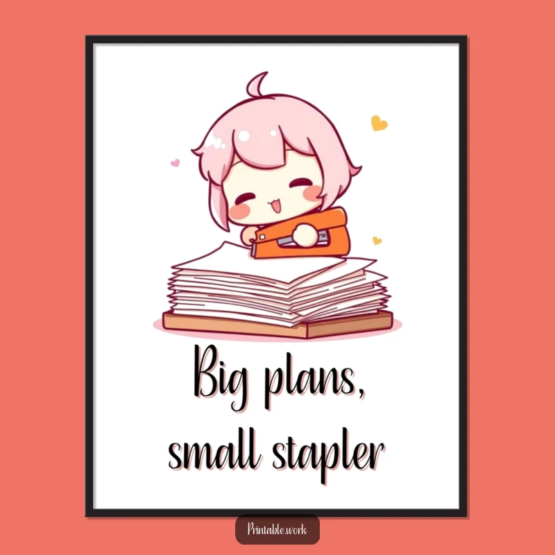 Funny Stapler Fail Character Poster - Hilarious Office Decor Piece