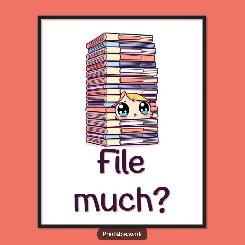 Funny Overwhelmed Poster: Surprised File Art, Relatable Wall Decor, Perfect Gift