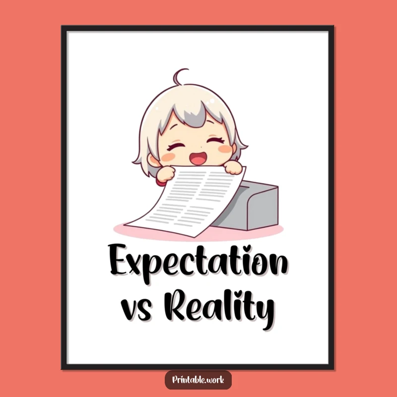 Funny Giggling Character Poster: Absurdly Long Document Printing Art, A Funny Gift!