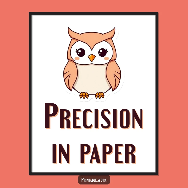 Funny Kawaii Owl Origami Poster: Inspiring and Funny Wall Art for Focused Spaces