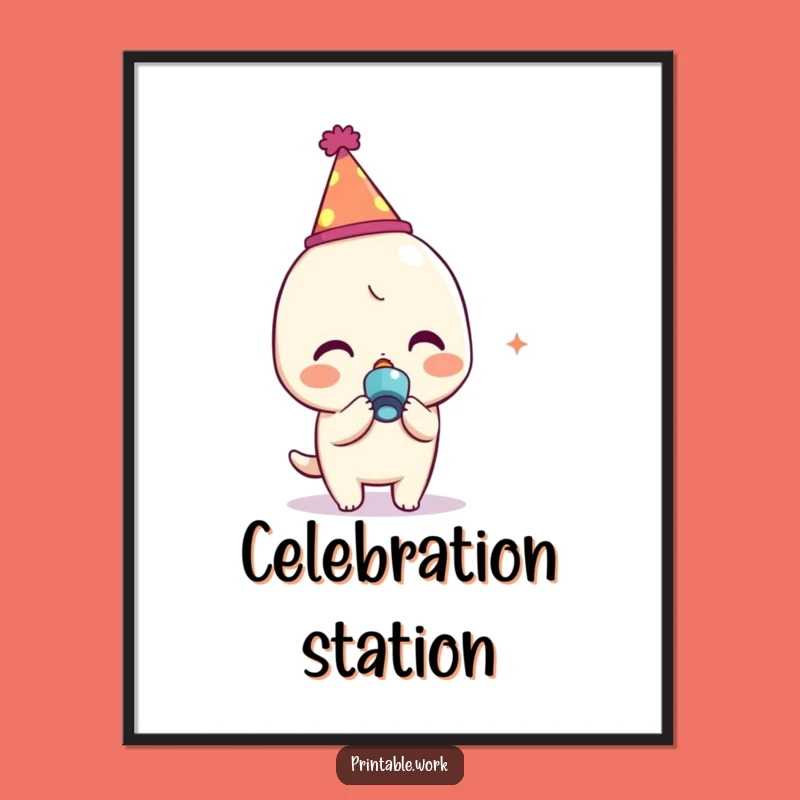 Funny Kawaii Party Character Poster - Add Festive Fun to Your Walls!