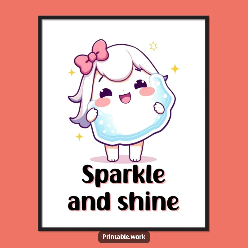 Funny Kawaii Poster: Sparkly Sticker Joy Art, Unique Funny Gift!