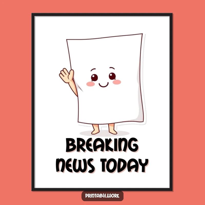 Funny Paper Character Poster: Smiling Waving Pal Art, Hilarious Wall Decor, Perfect Funny Gift