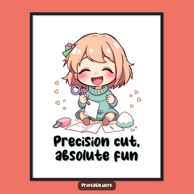 Funny Paper Craft Poster: Giggling Character Art, Creative & Humorous Wall Decor