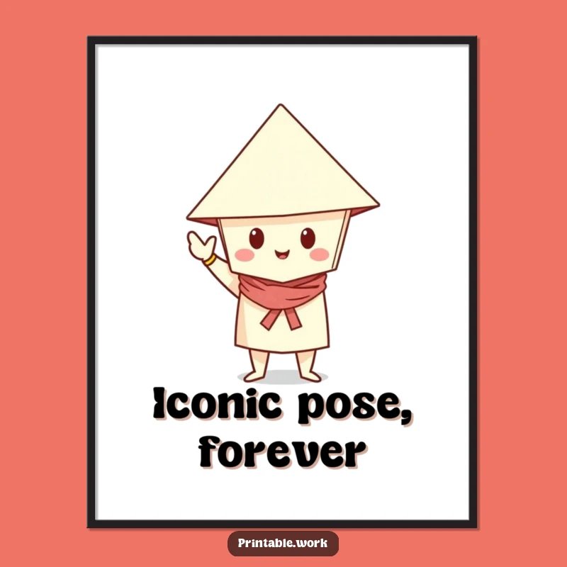 Funny Paper Posed Poster: Dapper Character in Hat, Stylish Wall Art, Perfect Funny Gift