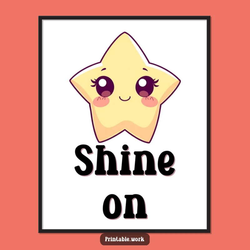 Funny Paper Star Poster: Wide-Eyed Sparkle Art for a Radiant Room