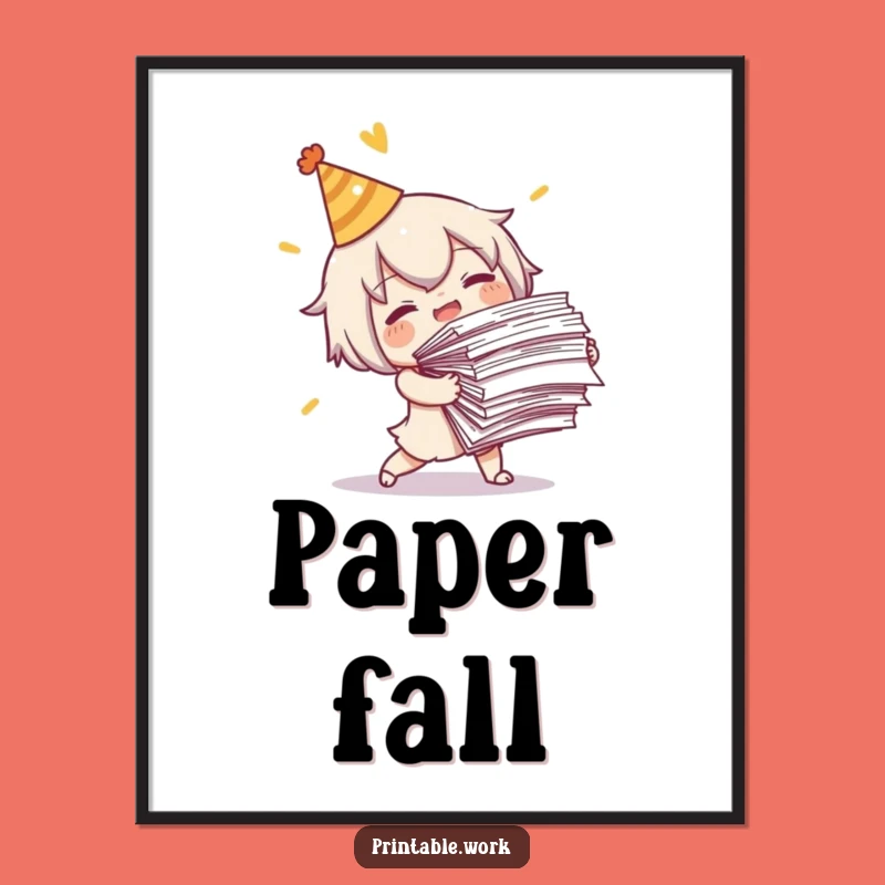 Funny Tripping Character Poster: Comical Paper Mishap Art, Amazing Funny Gift!