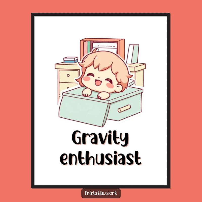 Funny Desk Sliding Character Poster - Joyful Wall Art, The Best Funny Gift