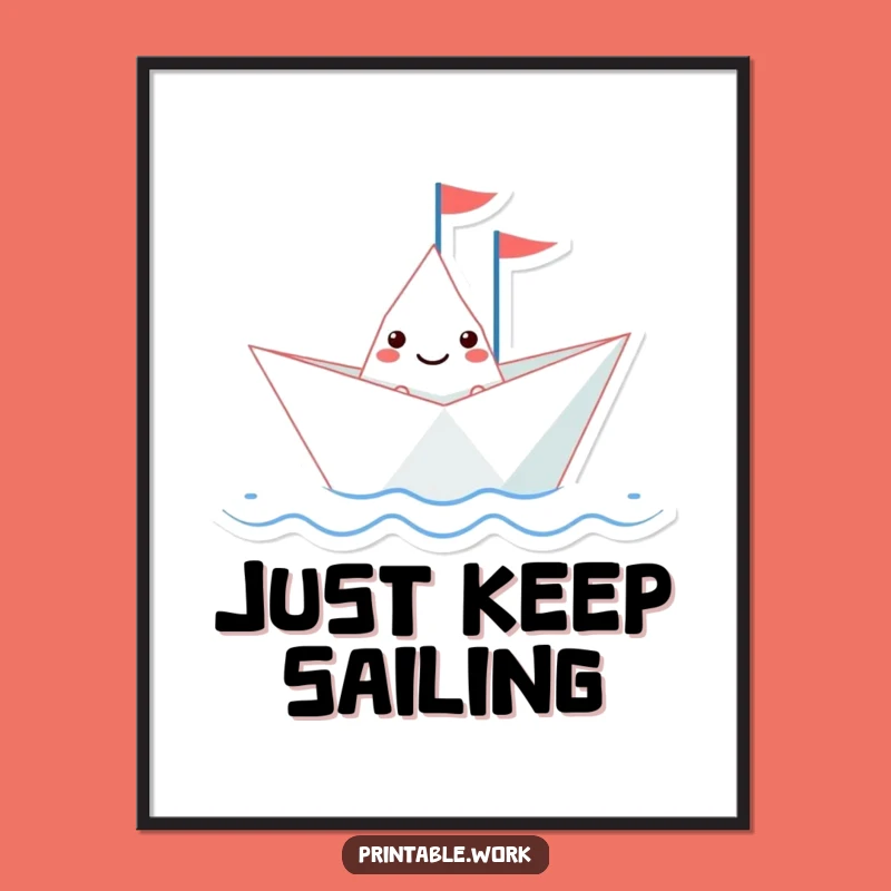 Funny Paper Boat Poster: Whimsical Sailing Art for Wall Decor Gift