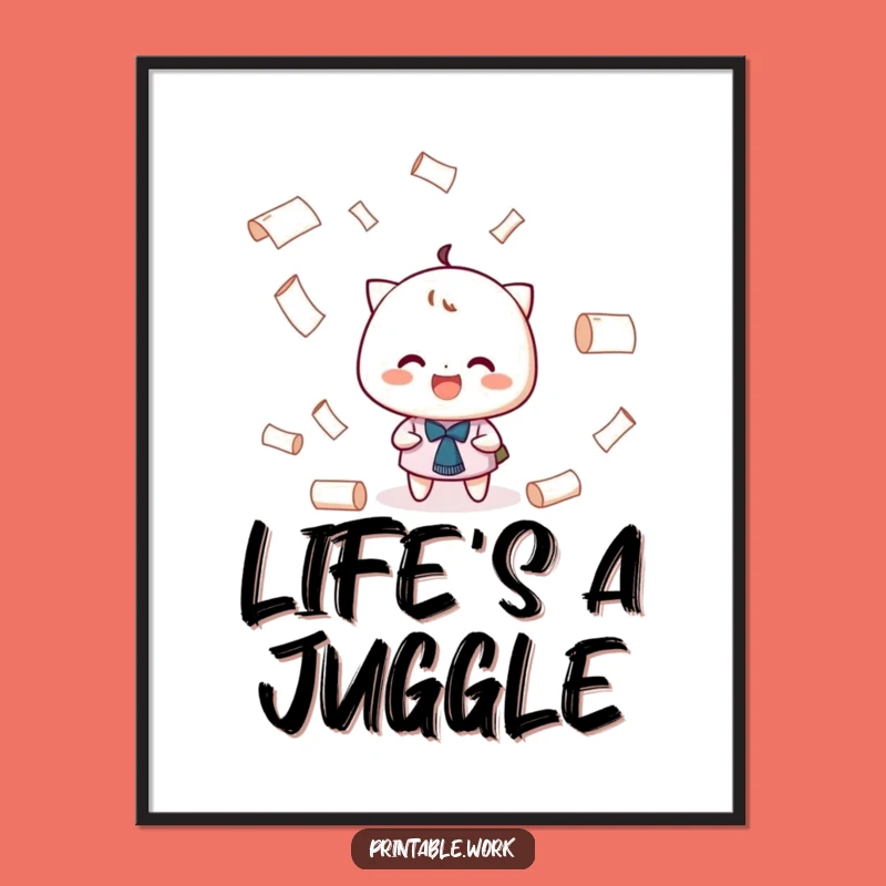 Funny Juggling Paper Poster - Grinning Skill Art - Gift for Decor