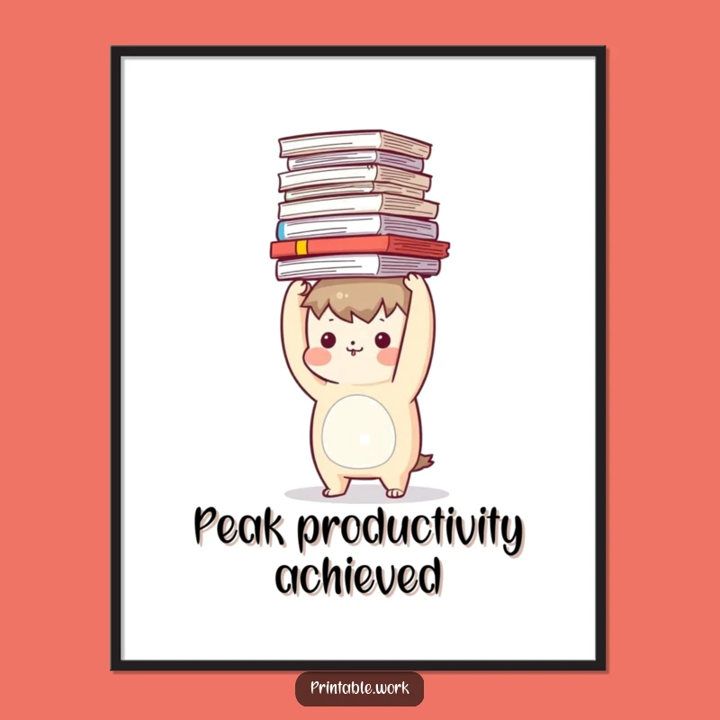 Funny Office Art Print: Hilarious Document Balancing Character for Wall Decor Funny Gift