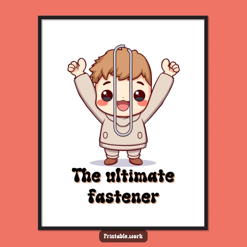 Funny Office Triumph Poster: Paperclip Character for Inspiring Funny Gift