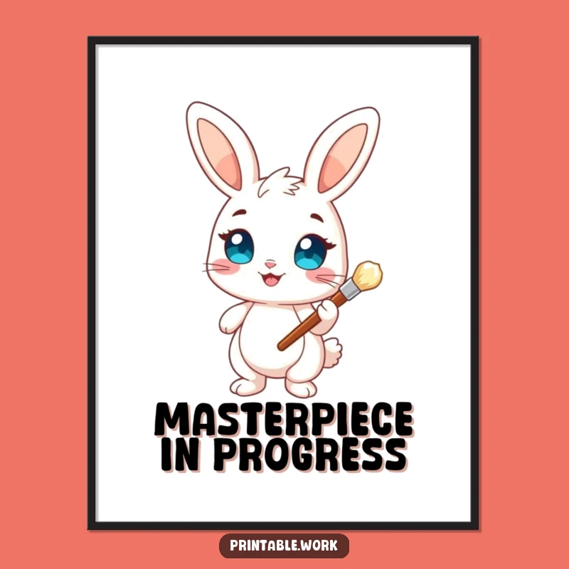 Vibrant Bunny Artist Poster - Funny Creative Wall Decor