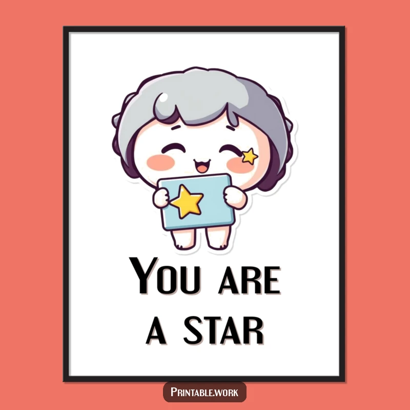 Funny Star Cheeks Poster: Inspirational Art Decor, Perfect Funny Gift