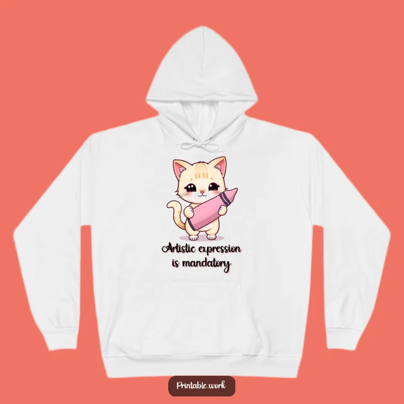 Funny Kawaii Cat Arctic Hoodie: Cozy and Humorous Artistic Wear