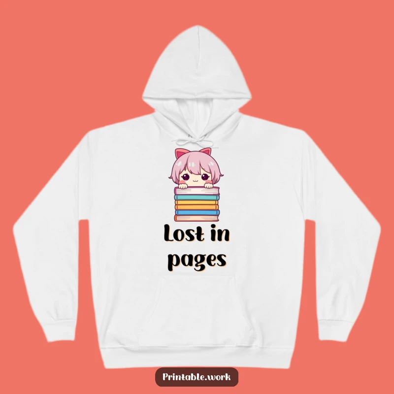 Cozy Funny Book Character Hoodie - Adorable Peek Design, Warm Humorous Gift for Readers