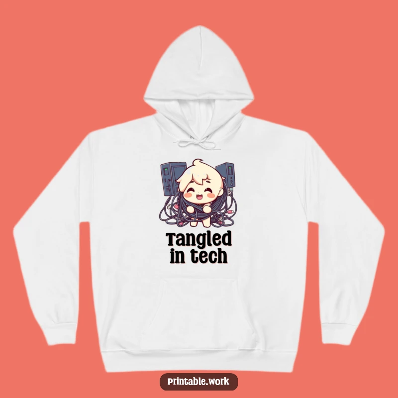 Funny Cable Chaos Hoodie: Stay Cozy Amidst the Digital Jungle