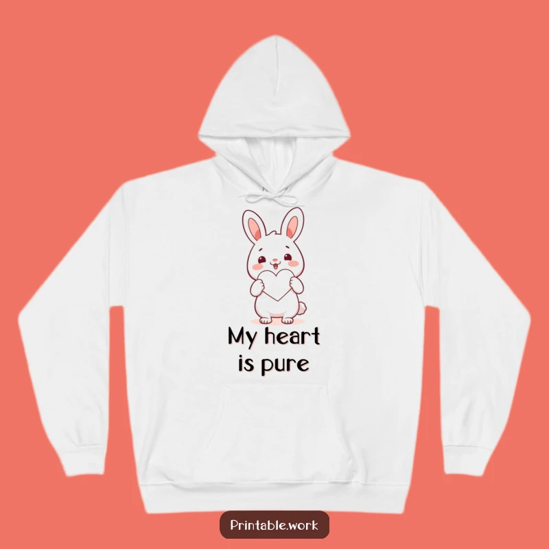 Funny Kawaii Rabbit Heart Hug Hoodie: Cozy Comfort and Loving Vibes