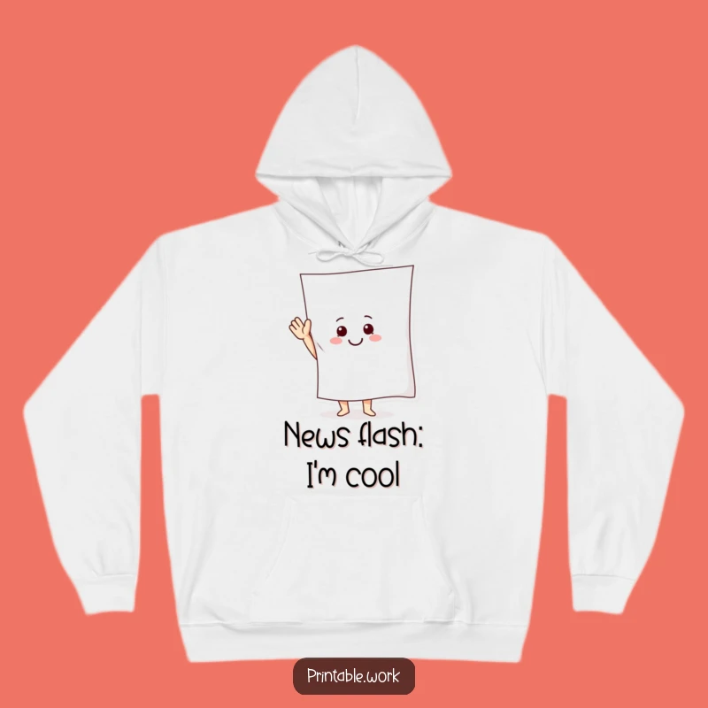 Funny Paper Character Hoodie: Smiling Waving Pal, Cozy and Hilarious Gift for Cold Days