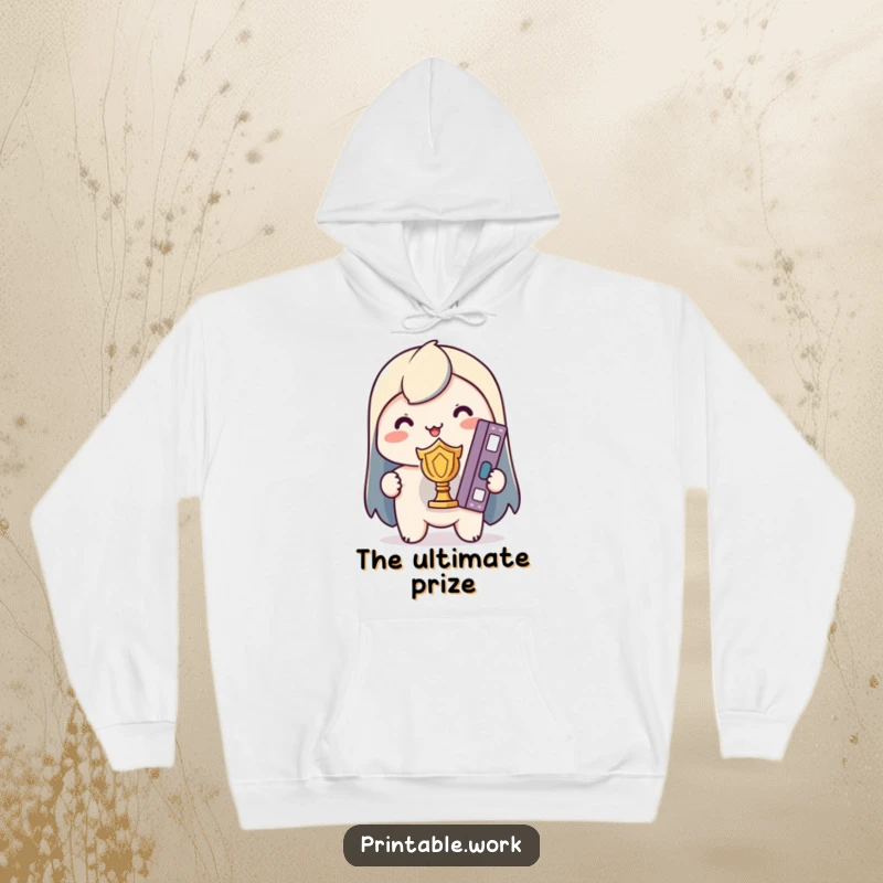 Funny Kawaii Hoodie: A character gleefully holds a perfectly organized binder like a prized trophy, exuding neatness.