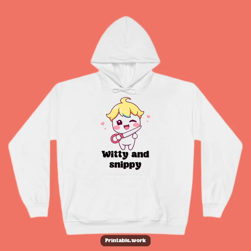 Cozy Funny Kawaii Wink & Snip Hoodie - Warmth with a Wink!