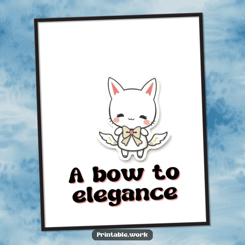 Funny Free Printable Wall Art: A delicate paper character performs a polite curtsy and bow. Charming downloadable decor.