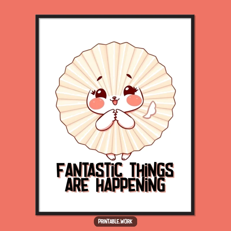 Funny Free Printable Wall Art: Playful Paper Fan Character in Motion