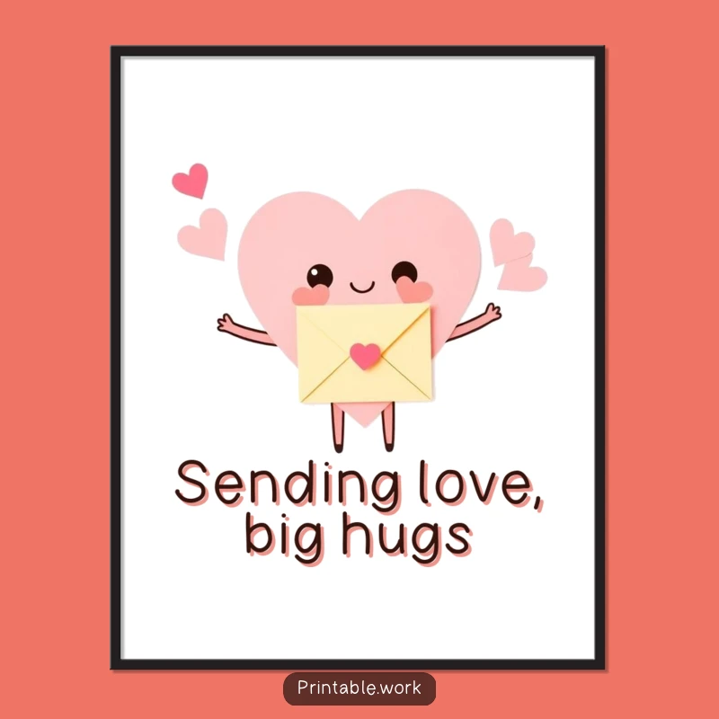 Free Printable Heart Wall Art: Hugging Love Funny Downloadable Decor