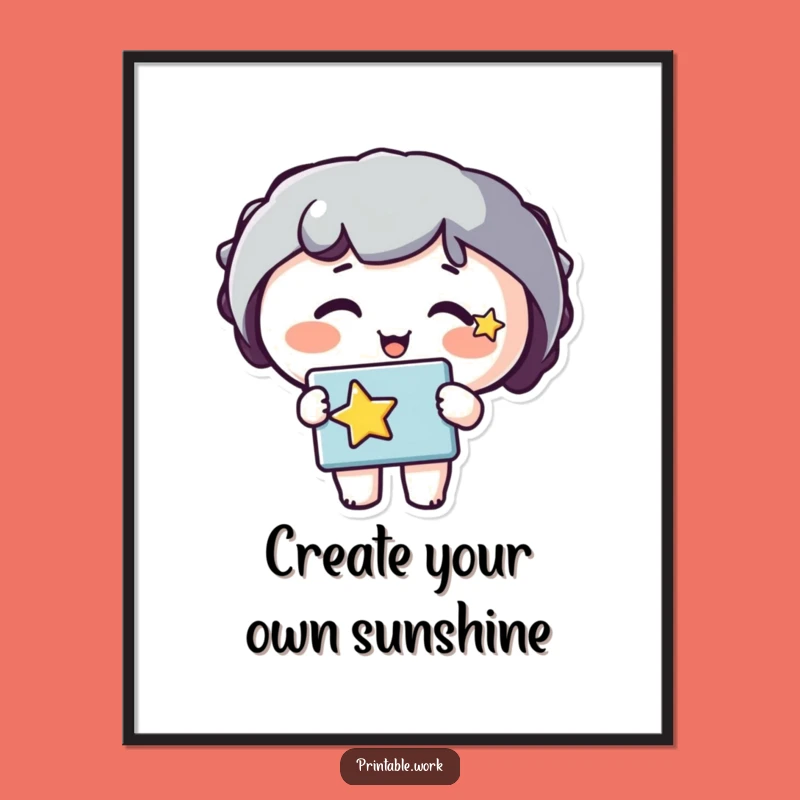 Free Printable Star Art: Happy Creative Character Humorous Downloadable Wall Decor