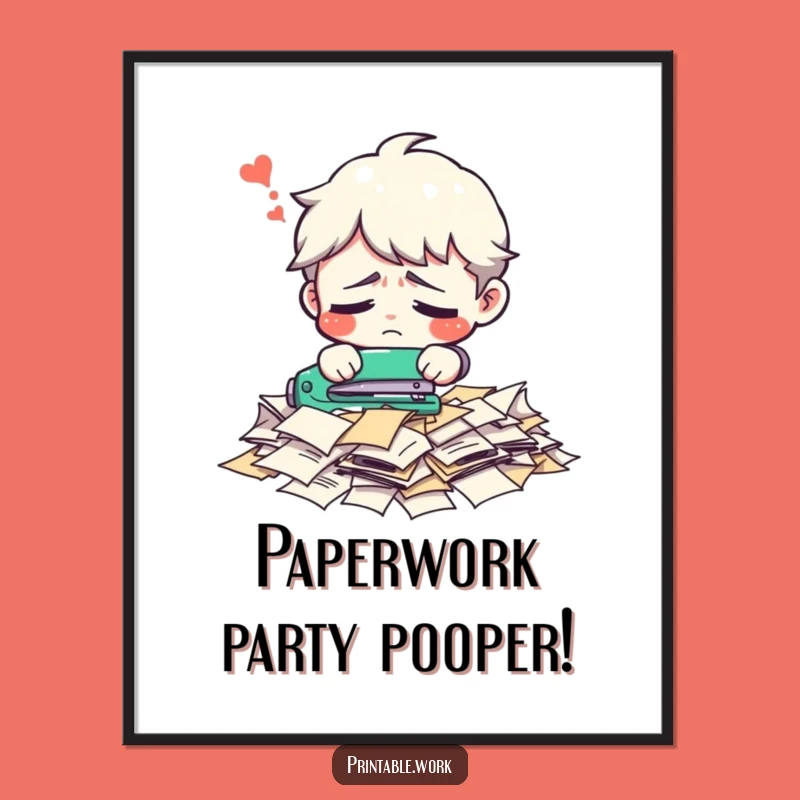 Free Printable Wall Art: Confused Stapler Funny Downloadable Decor