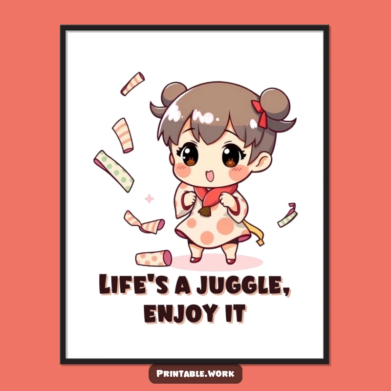 Free Printable Wall Art: Funny Juggling Paper Rolls Colorful Downloadable Art for Home!