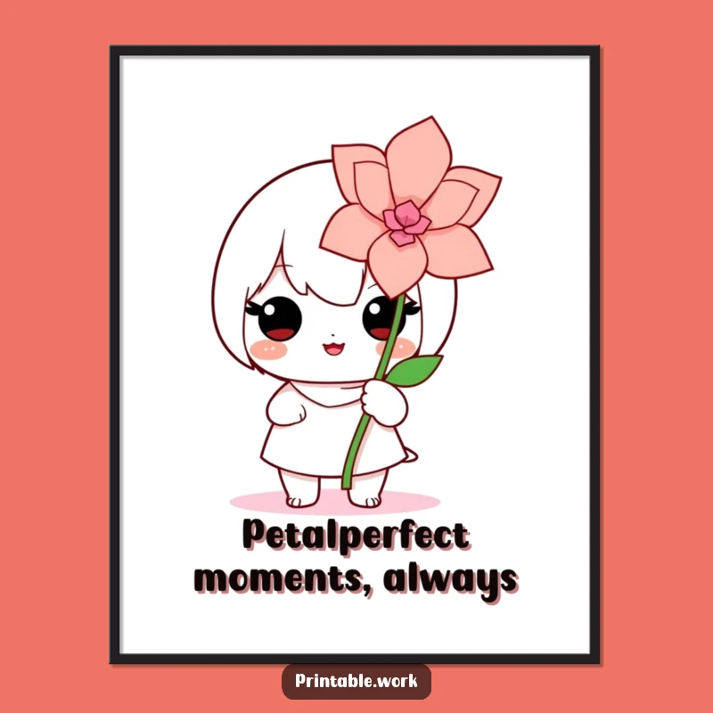 Free Printable Wall Art: Kawaii Flower Art - Cute & Funny Downloadable Decor