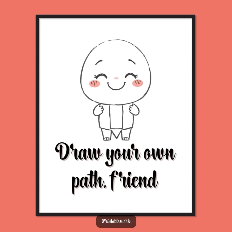 Free Printable Wall Art: Smiling Pencil Character, Funny Downloadable Artistic Decor