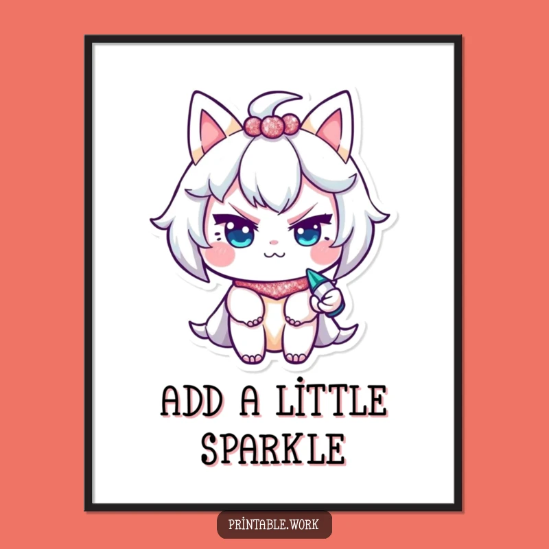 Free Printable Wall Art: Winky Glitter Character, Quirky DIY Downloadable Decor